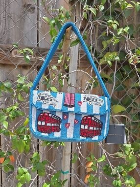 Viral London Blue Beaded Shoulder Bag